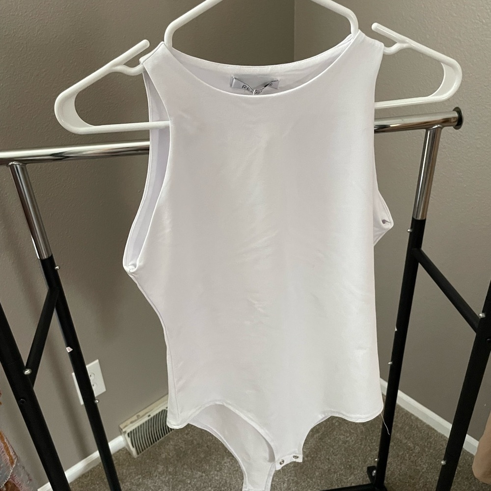 White Compression High Neck Sleeveless Bodysuit